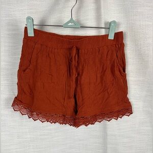 Kingston Grey Women's Coquette Lace-Hem Shorts Boho Feminine Flowy